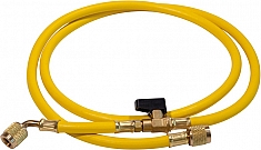 Желтый напорный шланг с шаровым краном для хладагентов R410A, R32 Rothenberger Plus 5/16 SAE